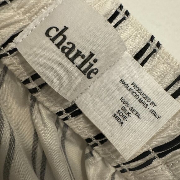 NWOT Charlie by MZ Silk Boxer // Black and White Stripe // Size L - Picture 7 of 7